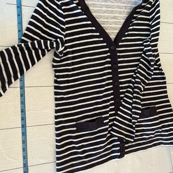Eddie Bauer, large 100% cotton, navy blue and white striped. Nautical cardigan - Picture 7 of 8